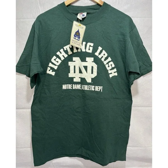 Notre Dame Vintage Shirt Fighting Irish Men's Medium New Green NWT Majestic NOS - Picture 1 of 9